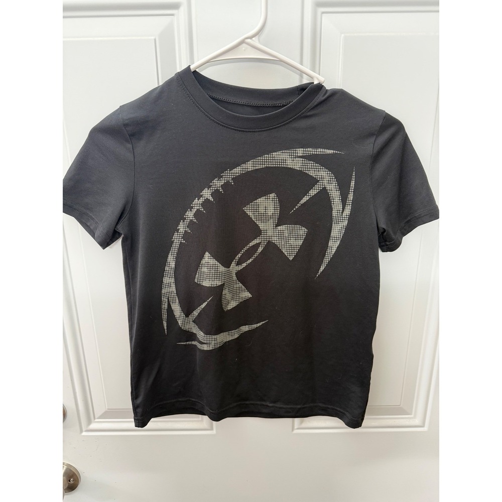 Under Armour Boys HeatGear Football Graphic T-Shirt Black Loose Fit YSM Small